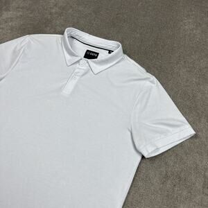 Cuts Polo Shirt Mens Large White Short Sleeve PYCA PRO Stretch Casual Preppy